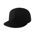 Black Custom Flat Bill 6 Panel Blank Snapback Hats